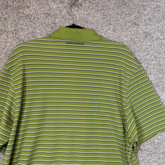 Under Armour Shirt Mens XL Green Striped Polo Short Sleeve Performance - Picture 9 of 9